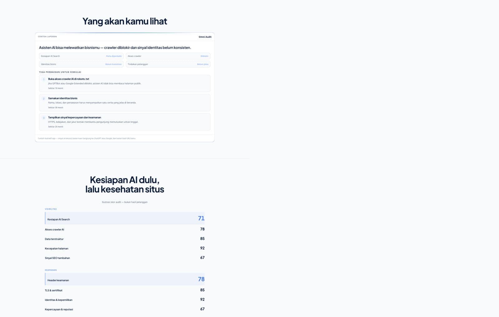 Specimen — Audit report panel